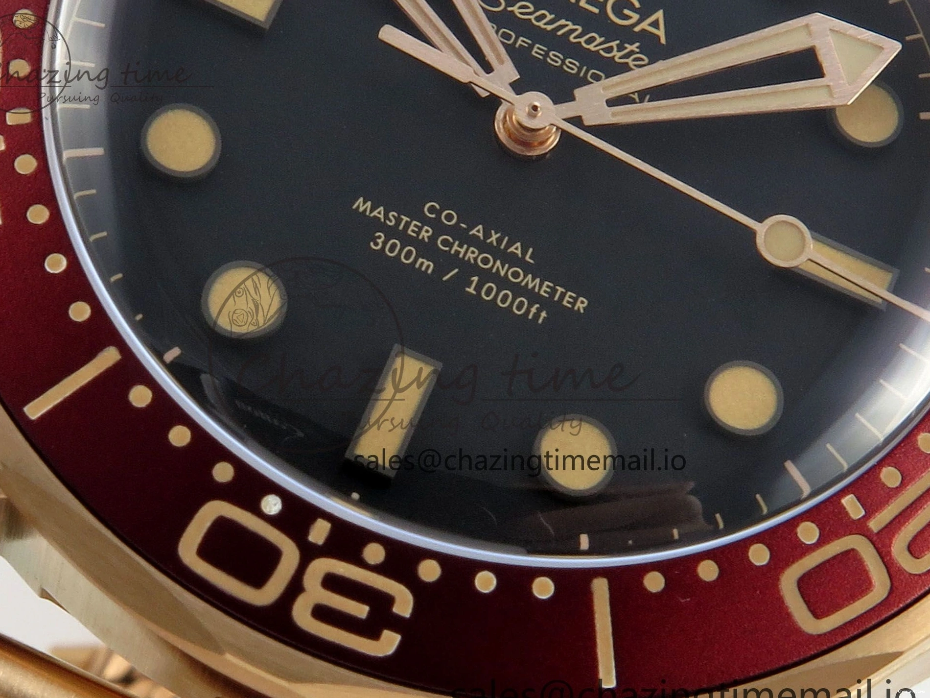 0510 Stylish Seamaster 300M Diver Rose Gold VSF 1:1 Best Edition Black Dial on Mesh Bracelet A 7662
